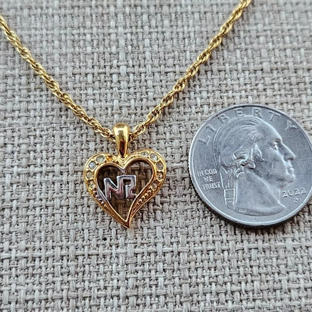 Nina Ricci Women Necklace Gold Tone Heart Shape Pendant Jewelry - Picture 9 of 11